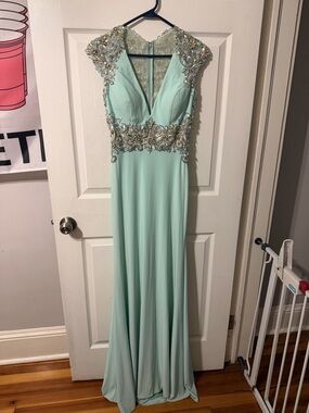 knee length dresses for ladies Tony Bowls Evenings Butterfly Prom Dress TBE11542 Perwinkle Blue Multi –  Unique Weddings & Hair We Go Again Wigs main image 0